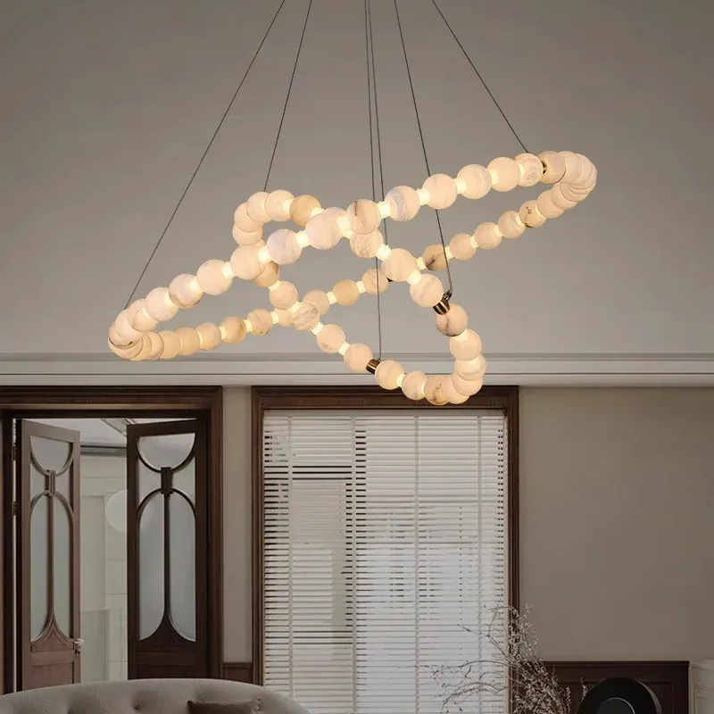 Lustre Suspension Blanc Rond Haut Plafond