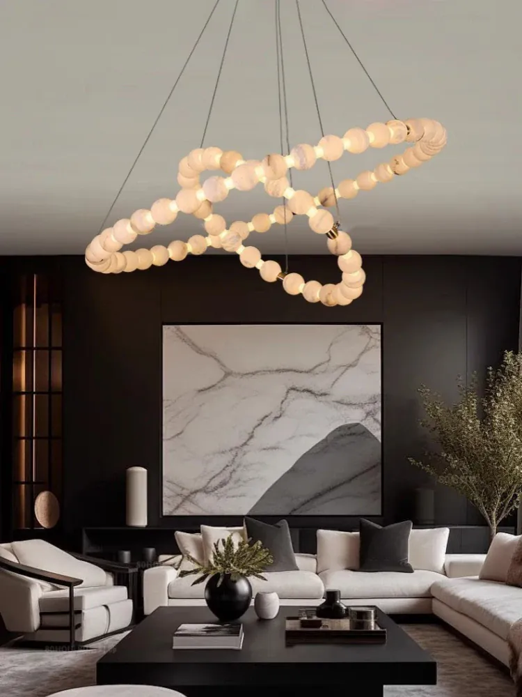Lustre Suspension Blanc Rond Haut Plafond
