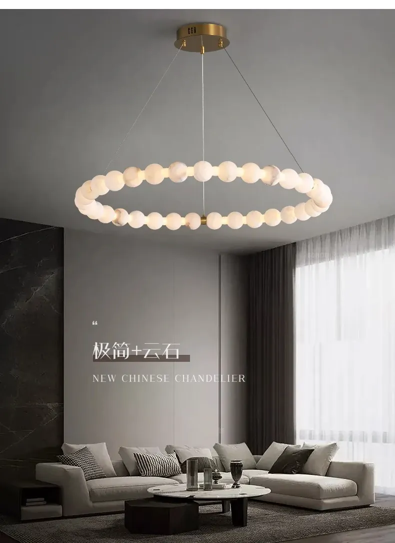 Lustre Suspension Blanc Rond Haut Plafond