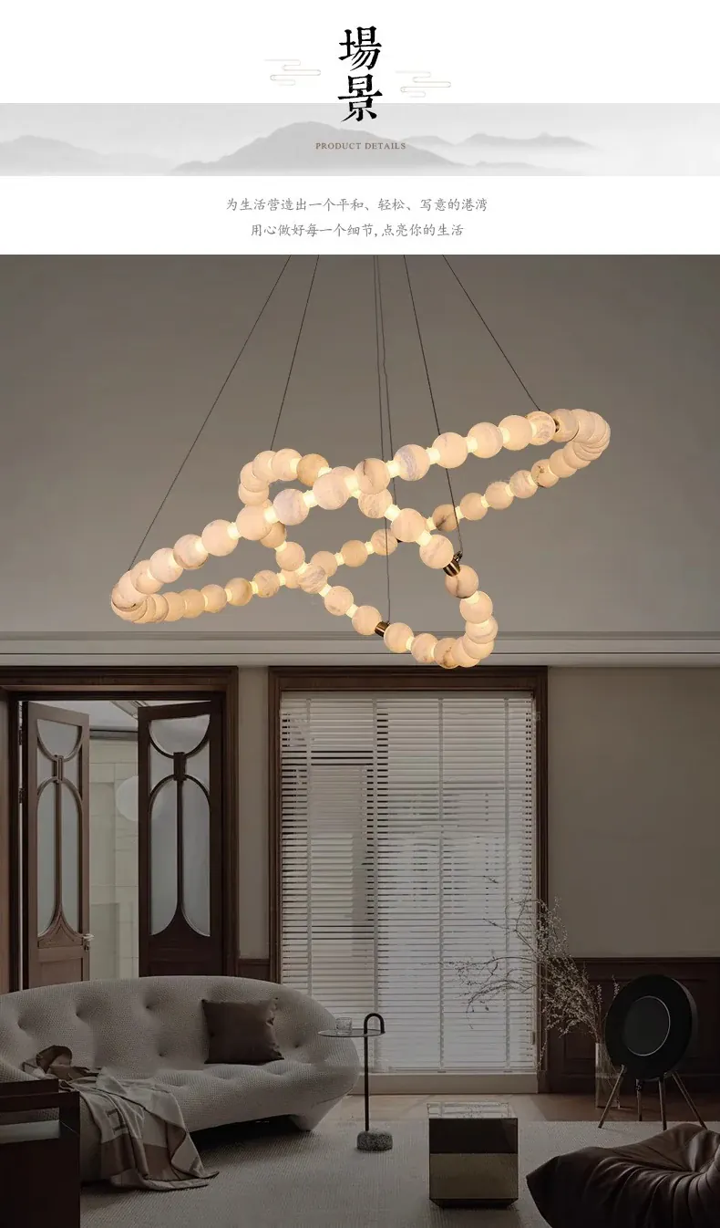 Lustre Suspension Blanc Rond Haut Plafond