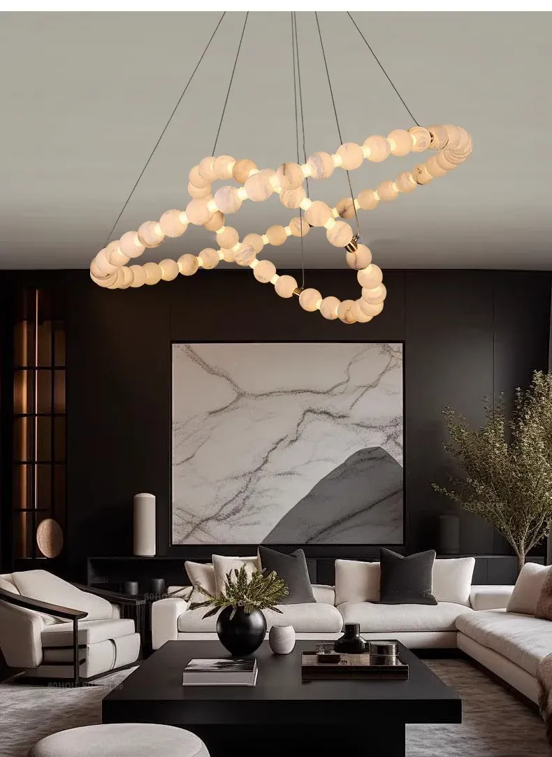 Lustre Suspension Blanc Rond Haut Plafond