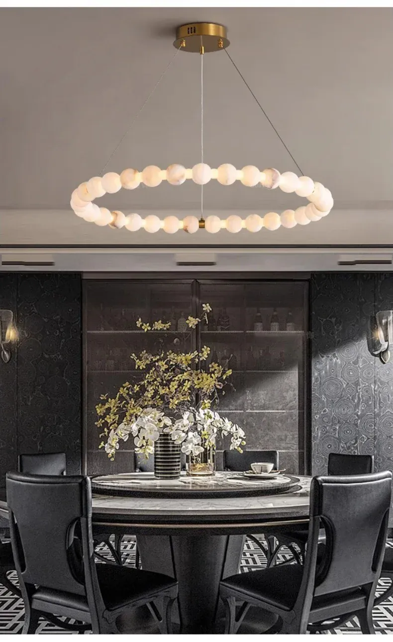 Lustre Suspension Blanc Rond Haut Plafond