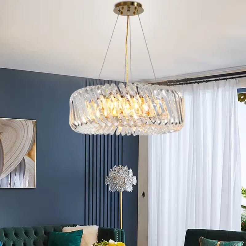 Grand Lustre 120cm en Verre Design