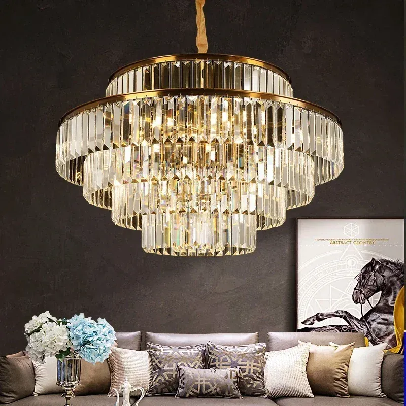 Grand Lustre Moderne en Verre pour Salon