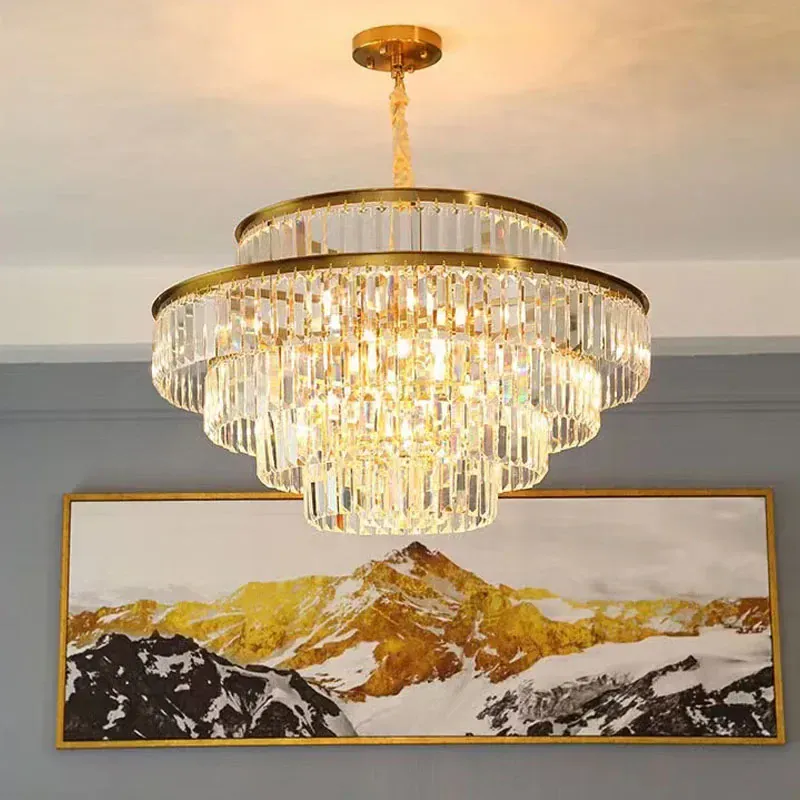 Grand Lustre Moderne en Verre pour Salon