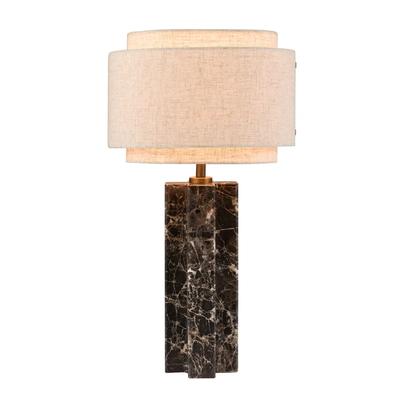 TAKAI BORD E27 BRUN MARMOR/ BEIGE SKÆRM