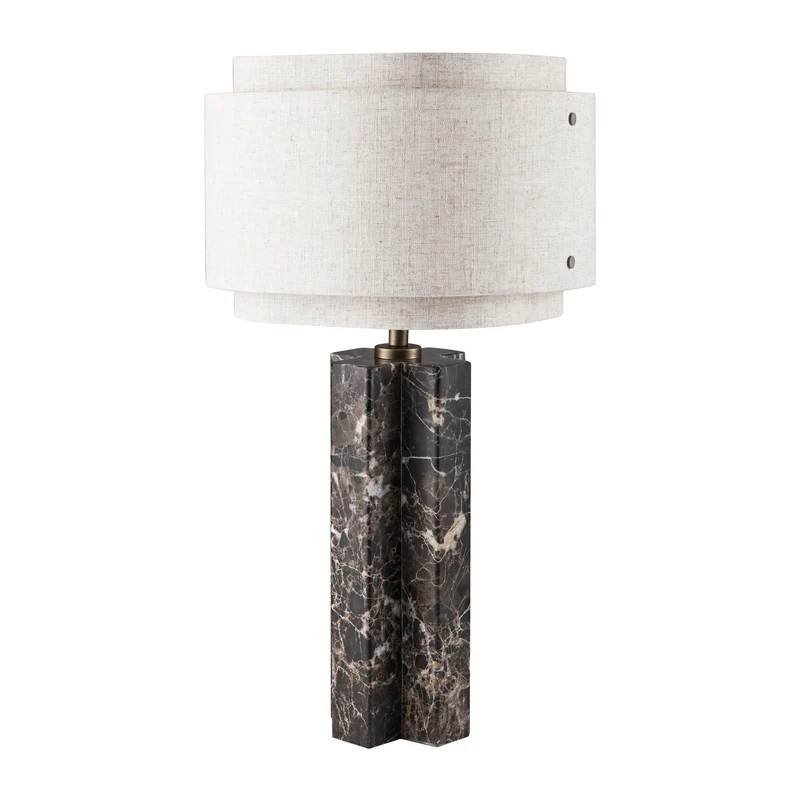 TAKAI BORD E27 BRUN MARMOR/ BEIGE SKÆRM