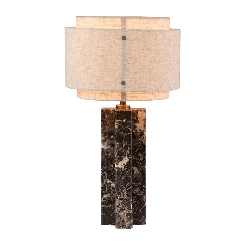 TAKAI BORD E27 BRUN MARMOR/ BEIGE SKÆRM