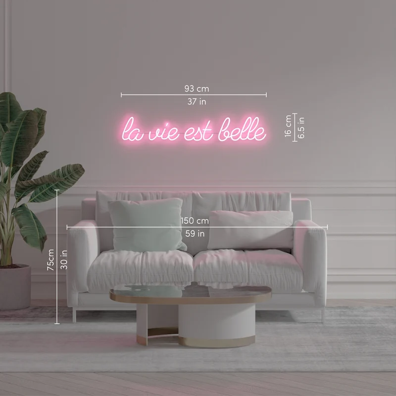 La vie est belle, signe en néon LED