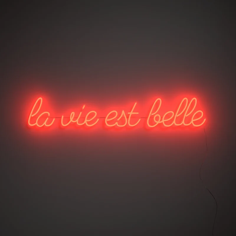 La vie est belle, signe en néon LED