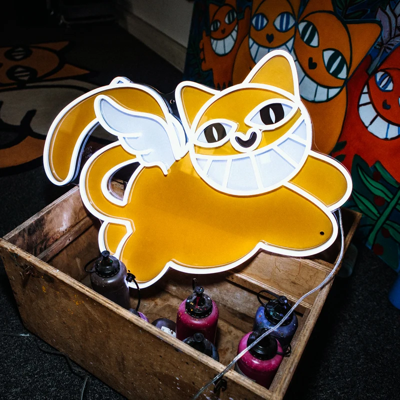 Monsieur Chat, signe en néon LED