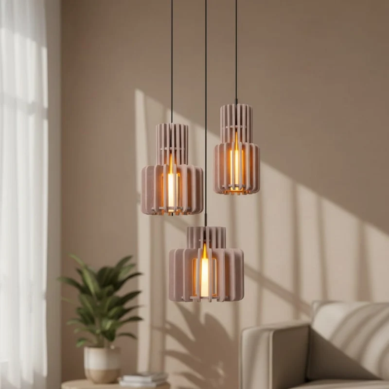 Suspensions Salon Taupe Feutrine