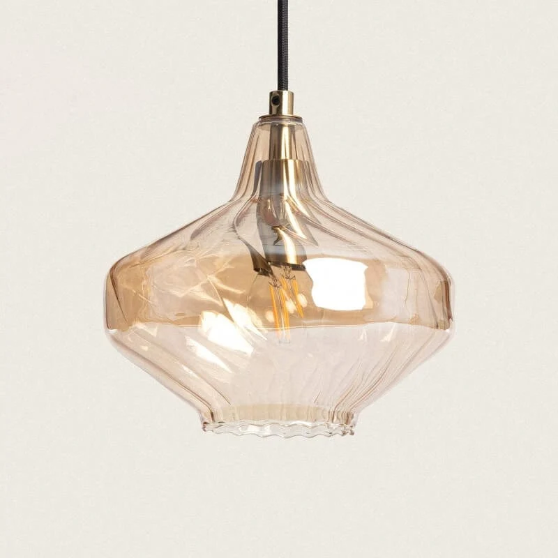 Suspension Lanterne Verre Ambre