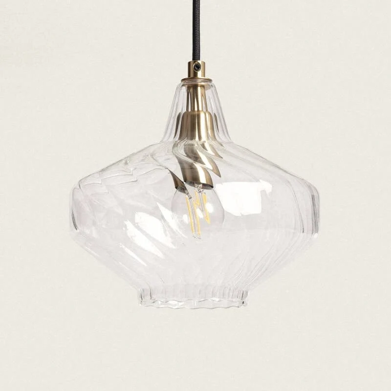 Suspension Lanterne Verre Ambre