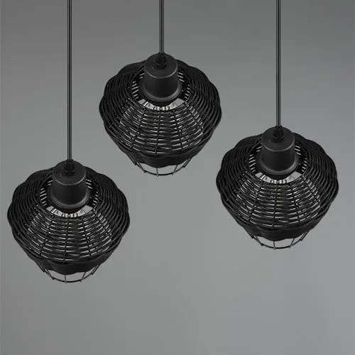 Suspension 3 Lampes Rotin