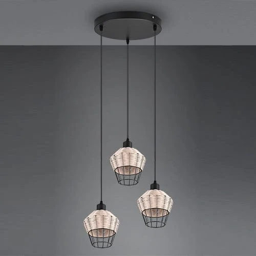 Luminaire 3 Suspension Rotin