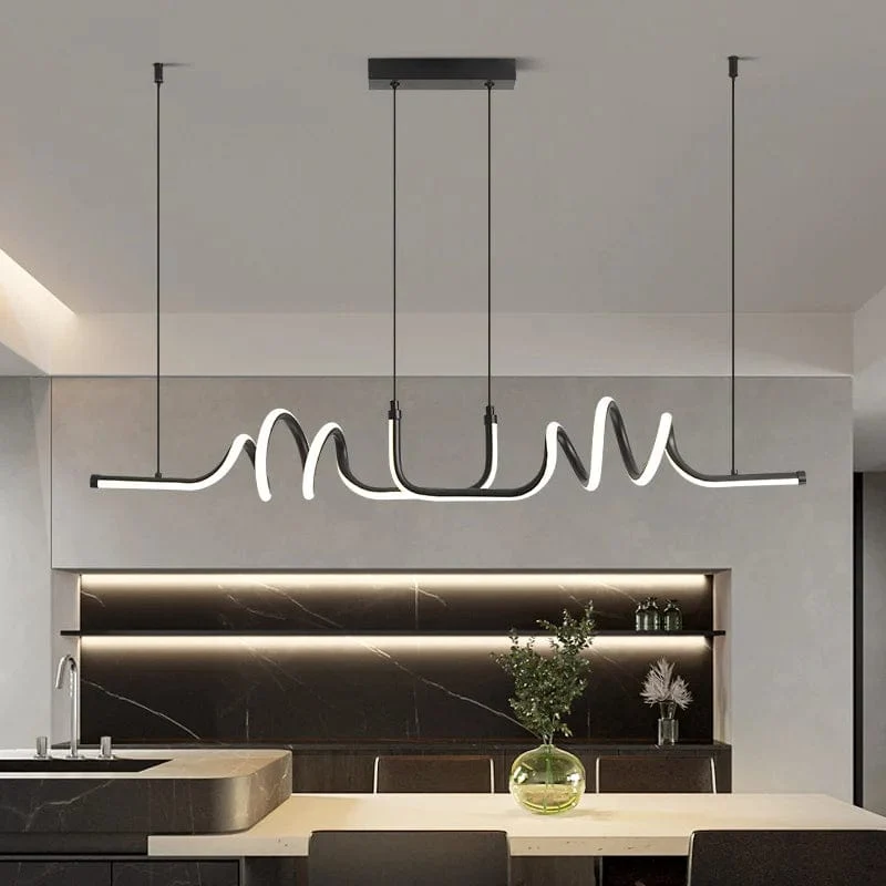 Suspension LED noire spirale