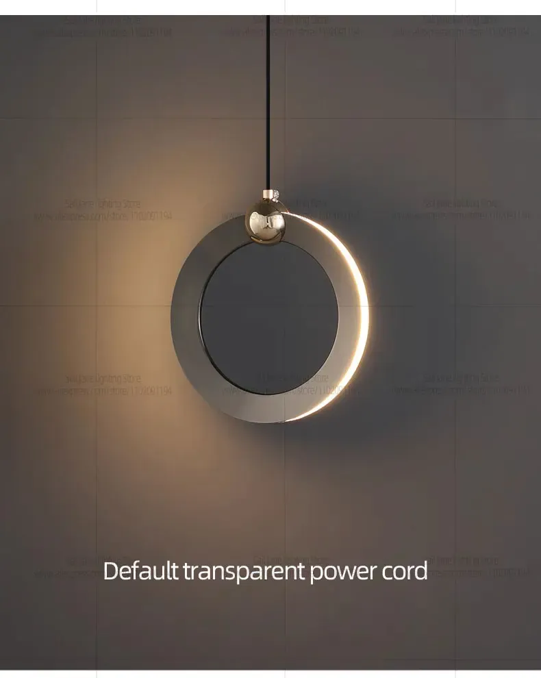 Lustre suspensions en anneaux noirs LED