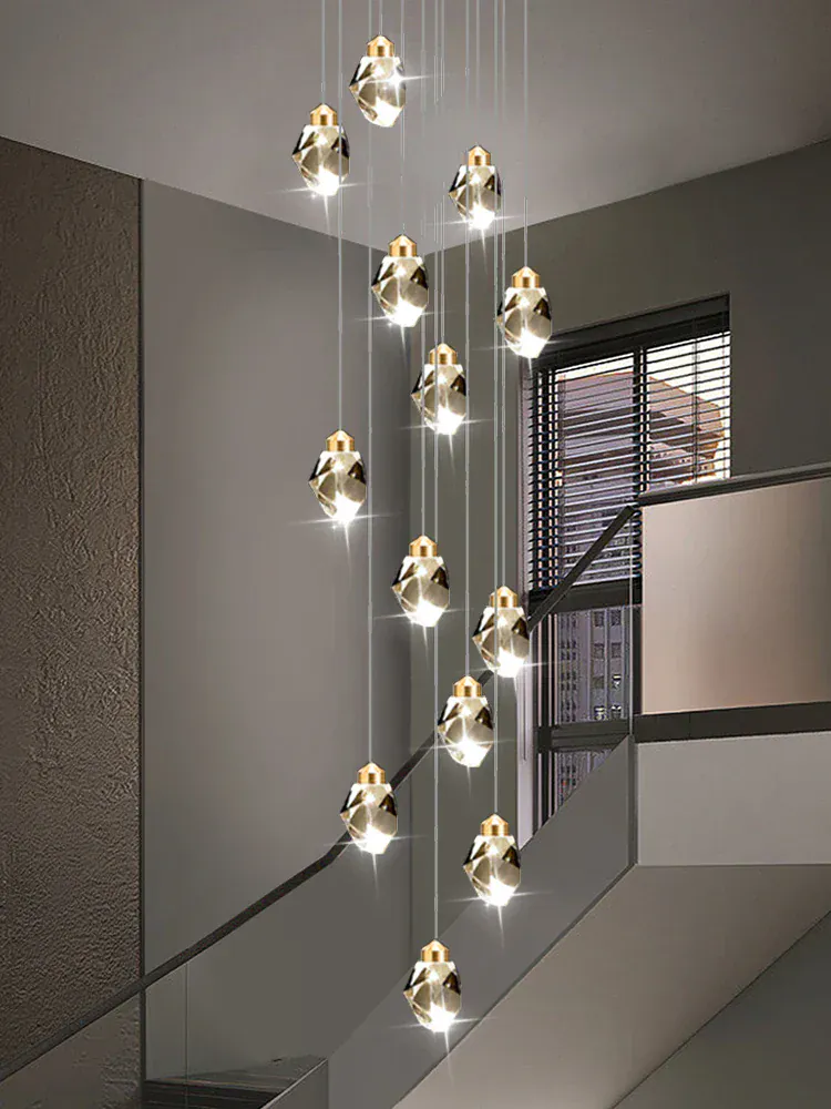 Suspensions multiples pour escalier en goutte de verre