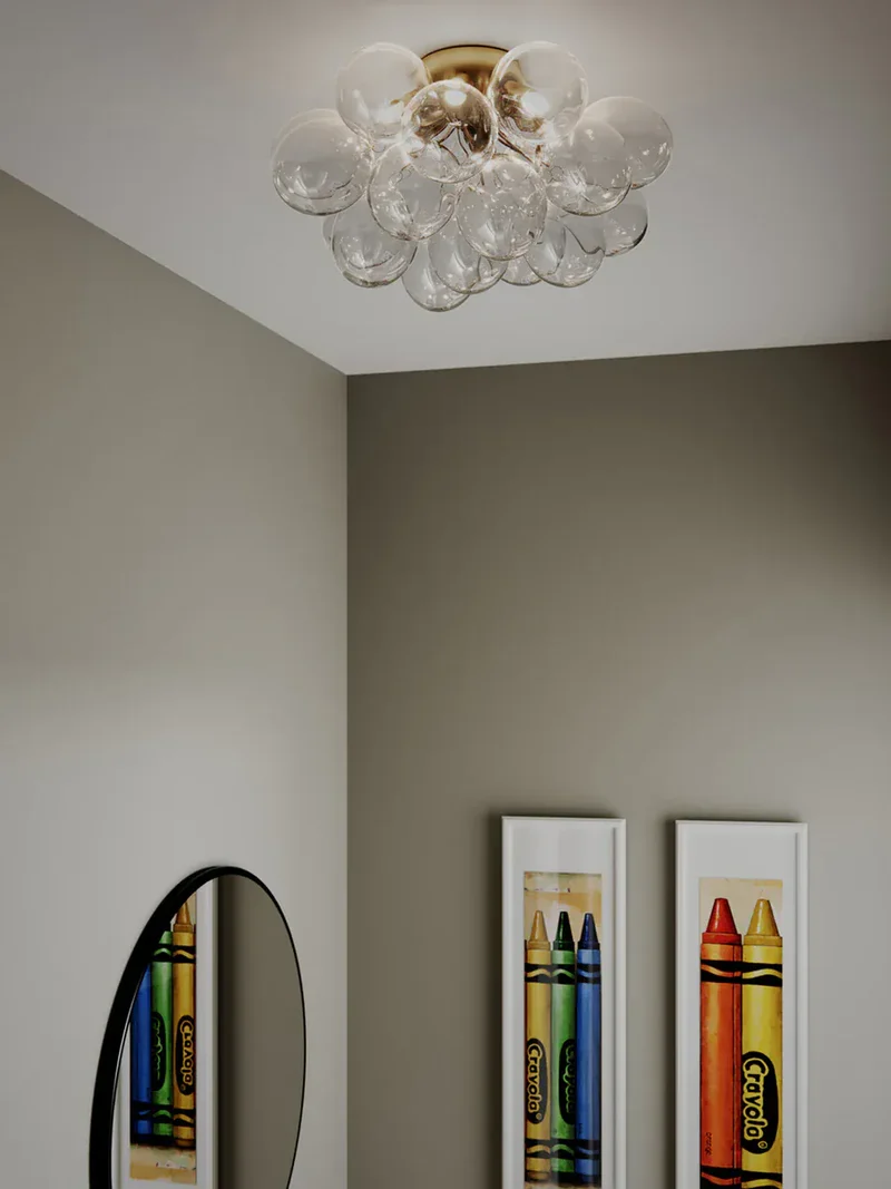 Plafonnier verre rose