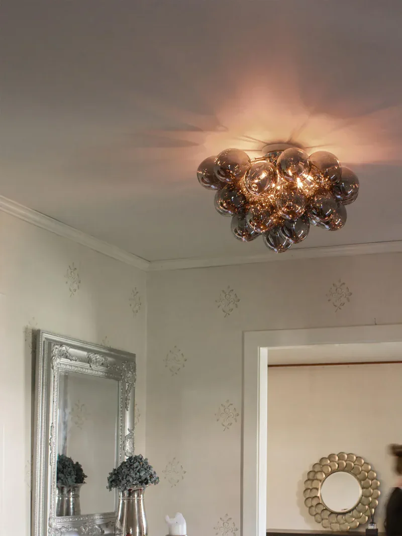 Plafonnier verre rose