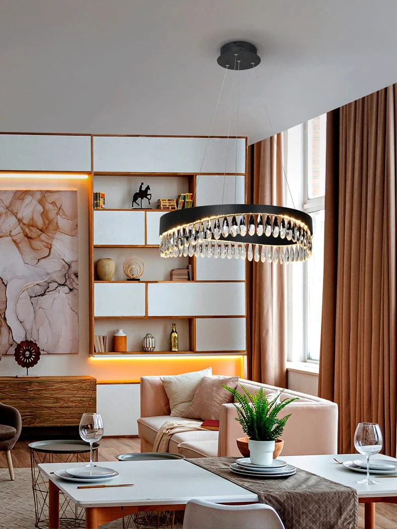 Lustre LED Noir Salon