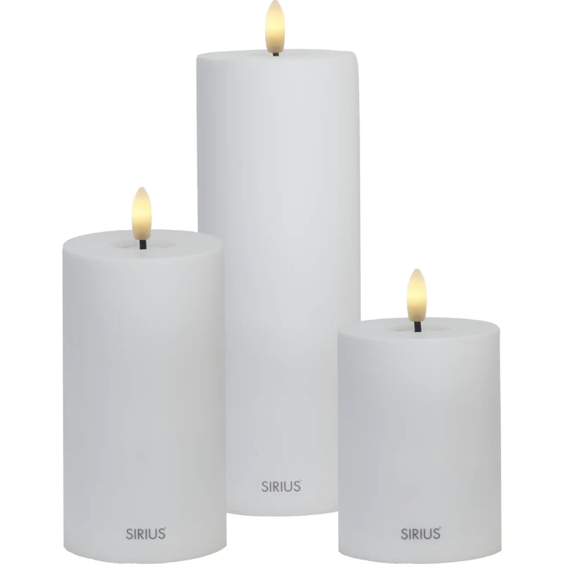 SILLE 3 PAK BLOKLYS - SOLCELLELAMPE - HVID