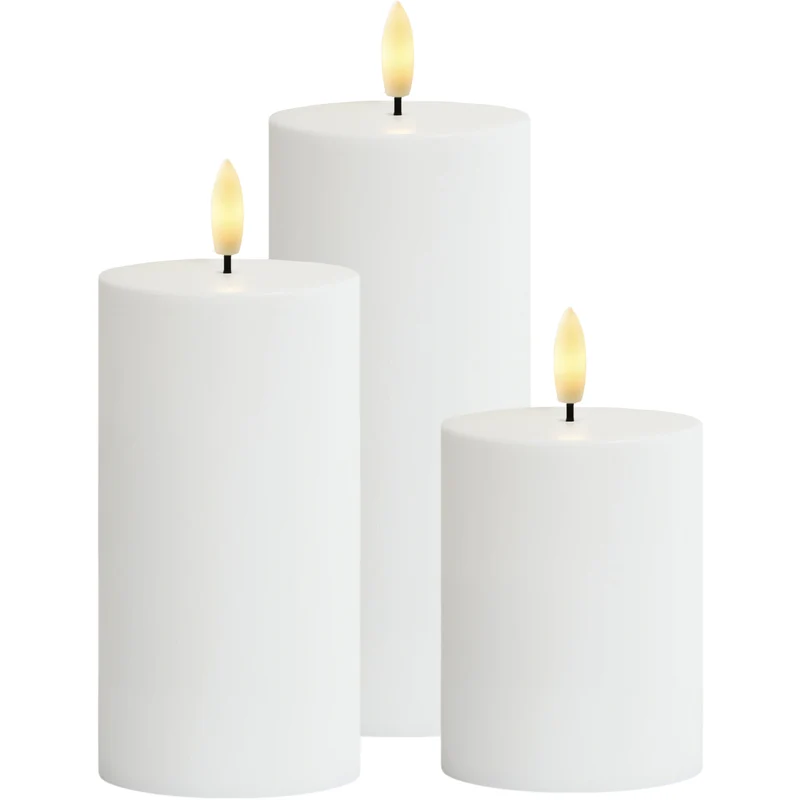 SILLE 3 PAK BLOKLYS - SOLCELLELAMPE - HVID
