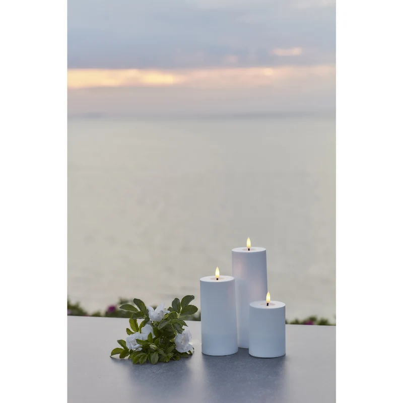 SILLE 3 PAK BLOKLYS - SOLCELLELAMPE - HVID