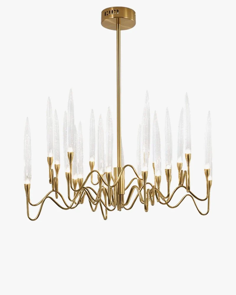 Lustre Bougeoir Doré en Verre Pour Salle - Luxe & Design