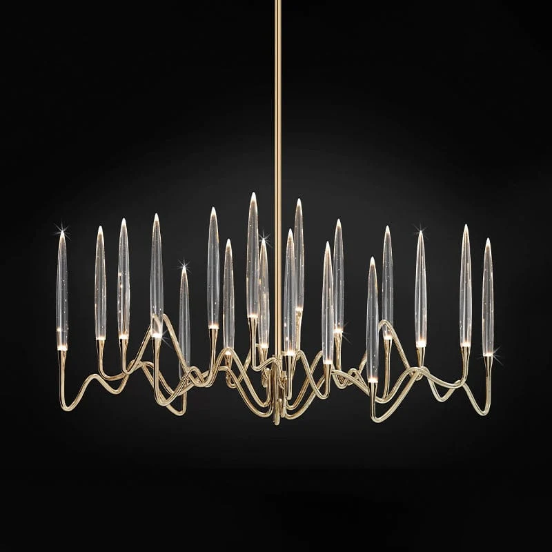 Lustre Bougeoir Doré en Verre Pour Salle - Luxe & Design