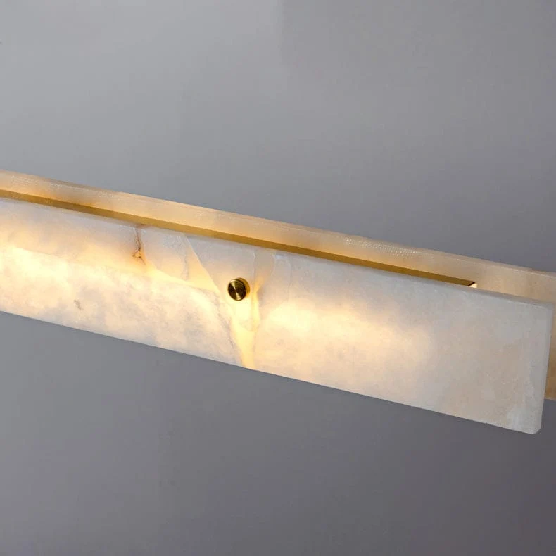 Lustre Long en Verre Blanc Opale - Marbre Albâtre