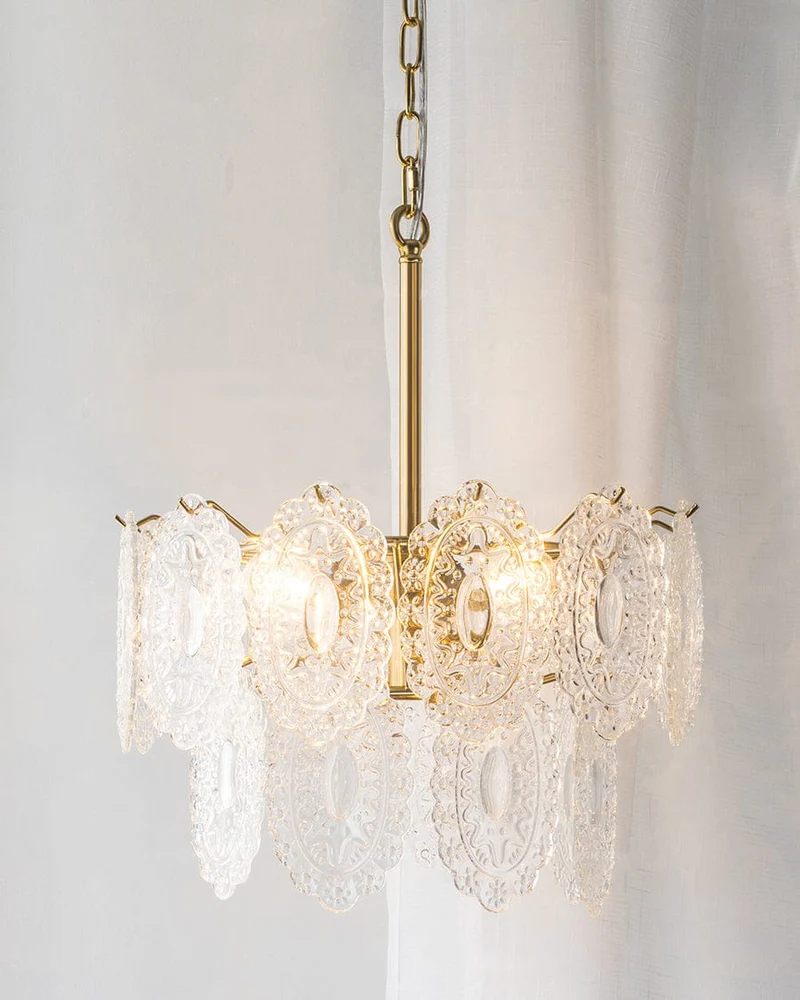 Lustre de Salon en Verre Texturé – Design et Moderne