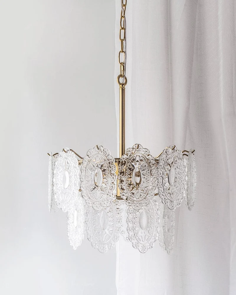 Lustre de Salon en Verre Texturé – Design et Moderne