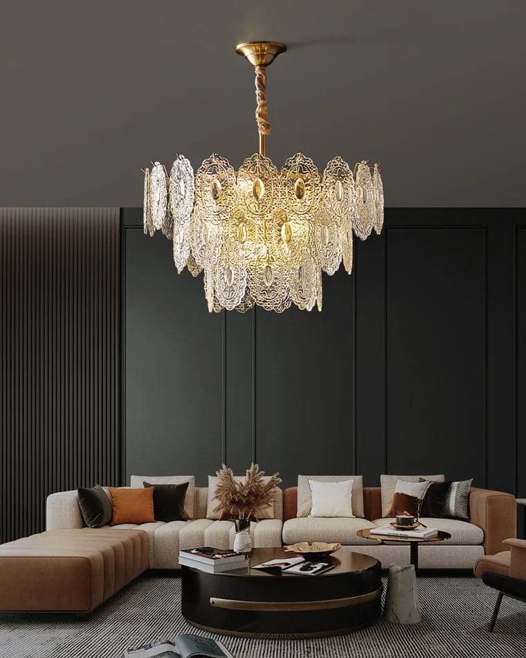 Lustre de Salon en Verre Texturé – Design et Moderne