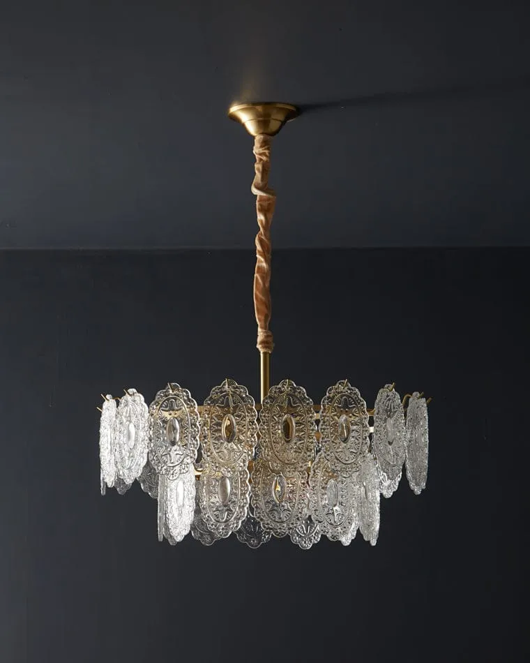 Lustre de Salon en Verre Texturé – Design et Moderne