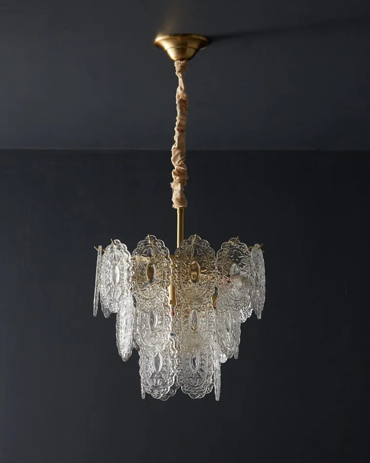 Lustre de Salon en Verre Texturé – Design et Moderne