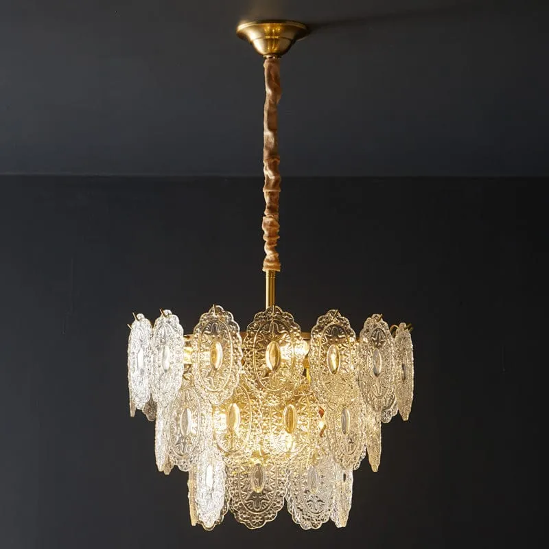 Lustre de Salon en Verre Texturé – Design et Moderne