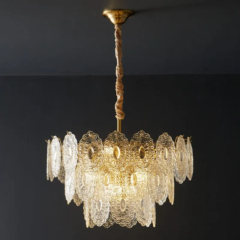 Lustre de Salon en Verre Texturé – Design et Moderne