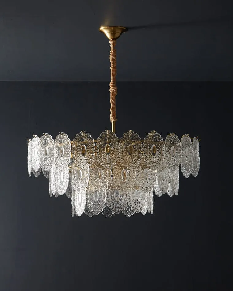 Lustre de Salon en Verre Texturé – Design et Moderne