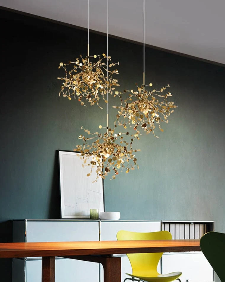 Lustre Suspendu Nuage Doree brillant