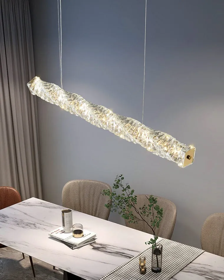 Long Lustre Suspension LED en Verre Haut de Gamme