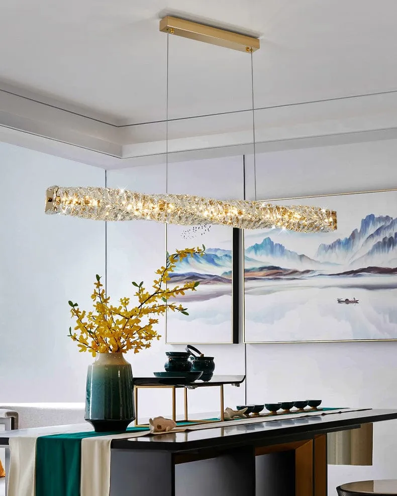 Long Lustre Suspension LED en Verre Haut de Gamme