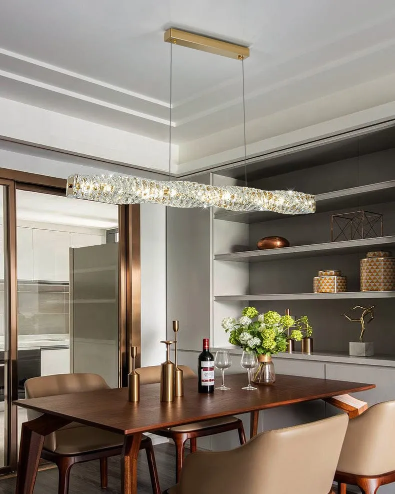 Long Lustre Suspension LED en Verre Haut de Gamme
