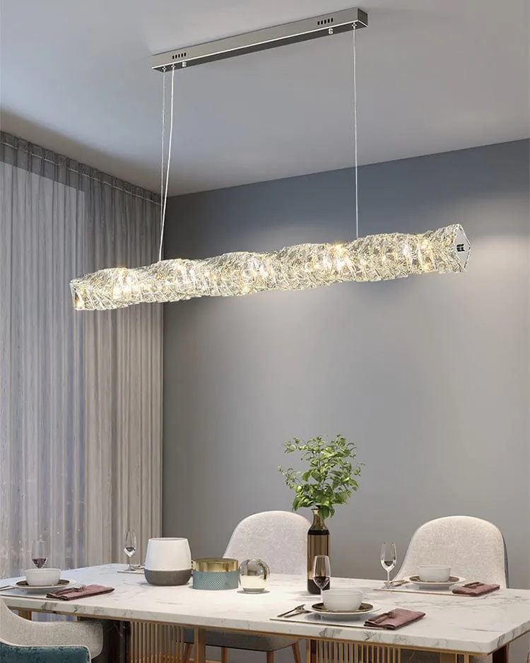 Long Lustre Suspension LED en Verre Haut de Gamme