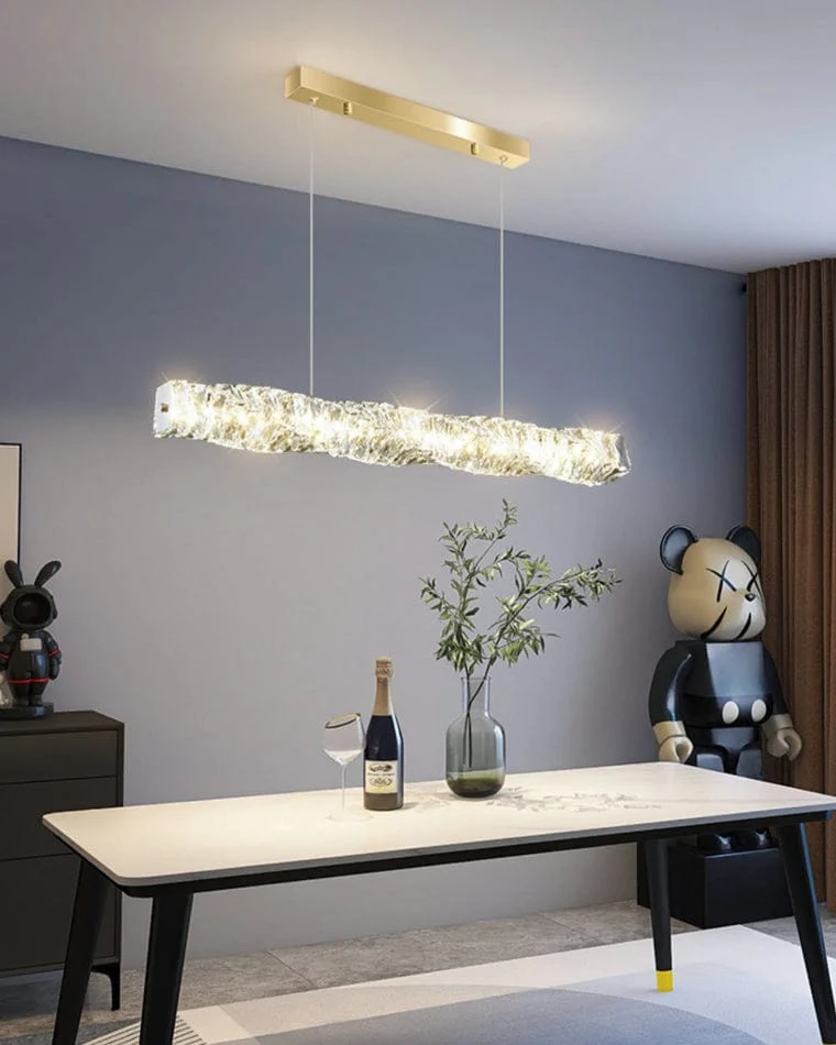 Long Lustre Suspension LED en Verre Haut de Gamme