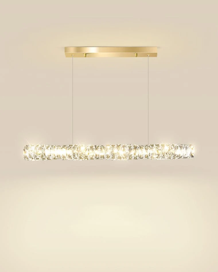 Long Lustre Suspension LED en Verre Haut de Gamme