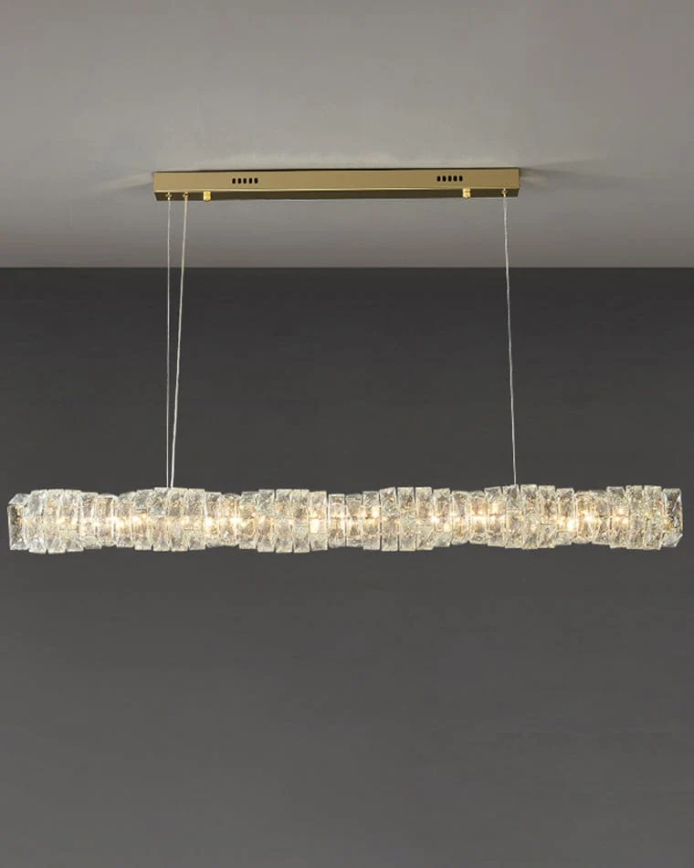 Long Lustre Suspension LED en Verre Haut de Gamme