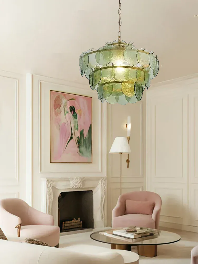 Lustre rond en verre au style rétro