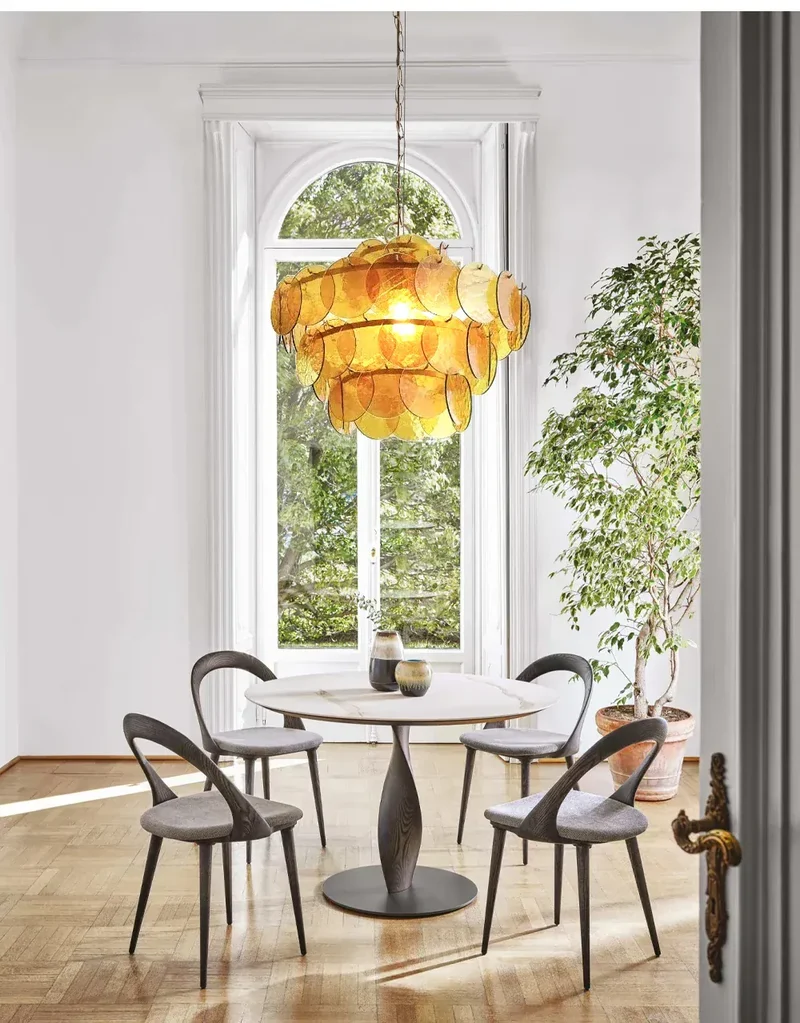 Lustre rond en verre au style rétro